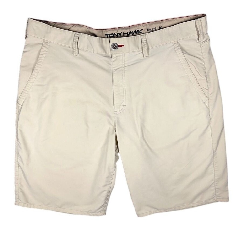 Tony Hawk Next Level Performance Shorts Mens 38‎ Tan Khaki Stretch Chino Skater
